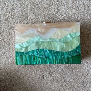 Petite Elegant Green and Cream Clutch